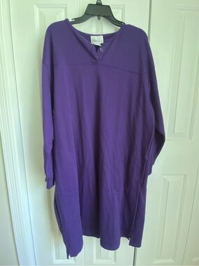 Essentials Purple Long-Sleeve Henley Nightgown